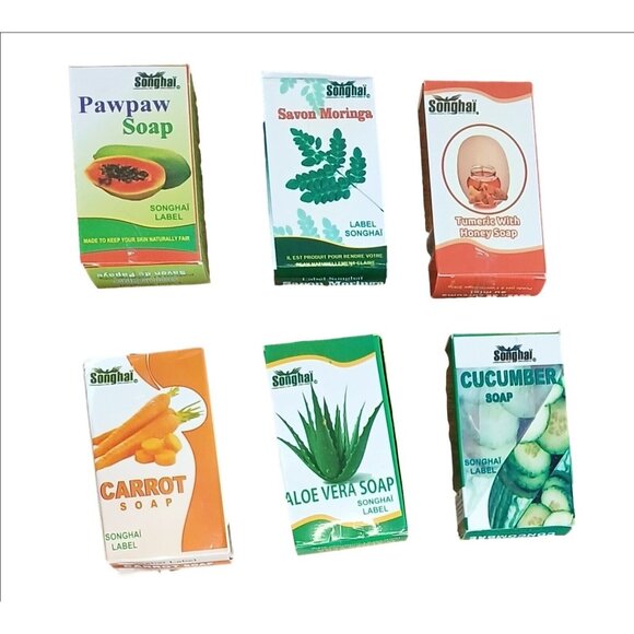 Songhai Organic Soaps Papaya Moringa, Tumeric & Honey Aloe Vera Cucumber Carrot - Picture 1 of 11
